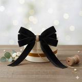 Duck Hoby 5 Metre Kadife Kurdele 1 cm Kadife Şerit - Yılbaşı Süsü Hediye Paketi Süsleme Kurdele Bohça, Nişan, Çeyiz, Nikah, Hediye, Şeker, Süsleme - Siyah
