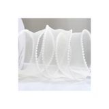DUCK HOBY İncili Fırfırlı Tül KREM Organze Kurdele 2 Mt (cm x 2mt), Çiçek Malzemesi, Gelin Buketi, Bohça Misinalı Fırfır
