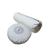Duck Kumaş Mandala Baskılı Bolster & Meditasyon Minderi - İkili Set (Krem)