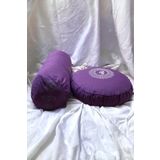 Duck Kumaş Mandala Baskılı Bolster & Meditasyon Minderi - İkili Set (Mor)