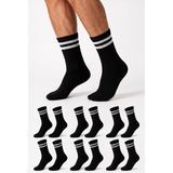 Ducks Socks Erkek 6 Çift Dikişsiz Spor Çorap Kolej Pamuklu Çizgili Uzun Konç - 40 - 44 - Siyah