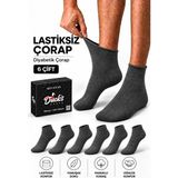 Ducks Socks Erkek 6'lı Pamuklu Kutulu Lastiksiz Çorap Diyabetik Dostu Dikişsiz Esnek Kısa Konç Sıkmayan Çorap - 41 - 44 - Füme