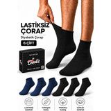 Ducks Socks Erkek 6'lı Pamuklu Kutulu Lastiksiz Çorap Diyabetik Dostu Dikişsiz Esnek Kısa Konç Sıkmayan Çorap - 41 - 44 - Siyah - Lacivert
