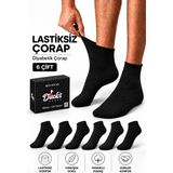 Ducks Socks Erkek 6'lı Pamuklu Kutulu Lastiksiz Çorap Diyabetik Dostu Dikişsiz Esnek Kısa Konç Sıkmayan Çorap - 41 - 44 - Siyah