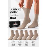 Ducks Socks Erkek 6'lı Pamuklu Kutulu Lastiksiz Çorap Diyabetik Dostu Dikişsiz Esnek Uzun Konç Sıkmayan Çorap - 41 - 44 - Bej