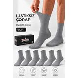 Ducks Socks Erkek 6'lı Pamuklu Kutulu Lastiksiz Çorap Diyabetik Dostu Dikişsiz Esnek Uzun Konç Sıkmayan Çorap - 41 - 44 - Gri