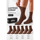 Ducks Socks Erkek 6'lı Pamuklu Kutulu Lastiksiz Çorap Diyabetik Dostu Dikişsiz Esnek Uzun Konç Sıkmayan Çorap - 41 - 44 - Kahverengi