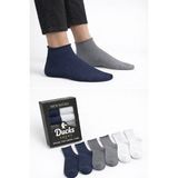 Ducks Socks Erkek 6'lı Pamuklu Kutulu Lastiksiz Siyah Dikişsiz Esnek Kısa Konç Sıkmayan Çorap - 40 - 45 - Siyah - Gri - Beyaz