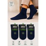 Ducks Socks Erkek Bambu Dikişsiz Kısa Konç Erkek Çorap 3'lü Yıkamalı Derbili Çizgili Çorap - Lacivert