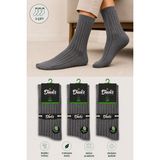 Ducks Socks Erkek Bambu Dikişsiz Soket Çorap 3'lü Yıkamalı Uzun Konç Çizgili Erkek Çorap - 40 - 44 - Gri