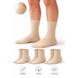 Ducks Socks Erkek Bej Pamuk Dikişsiz Lastiksiz Çorap 3'lü Paket Uzun Konç / İz Bırakmaz / Sıkmayan Çorap
