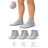 Ducks Socks Erkek Gri Pamuk Dikişsiz Lastiksiz Çorap 3'lü Paket Kısa Konç / İz Bırakmaz / Sıkmayan Çorap