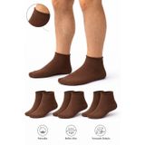 Ducks Socks Erkek Kahverengi Pamuk Dikişsiz Lastiksiz Çorap 3'lü Paket Kısa Konç / İz Bırakmaz / Sıkmayan Çorap