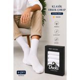 Ducks Socks Erkek Pamuklu 6'lı Kutulu Extra Ince Pamuklu Yazlık Çorap Dikişsiz Yıkamalı Terletmeyen Erkek Çorap - 41 - 44 - Beyaz