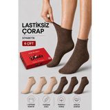 Ducks Socks Kadın 6'lı Pamuklu Kutulu Lastiksiz Çorap Diyabetik Dostu Dikişsiz Iz Bırakmaz Kısa Konç Sıkmayan Çorap - 36 - 40 - Kahverengi - Bej