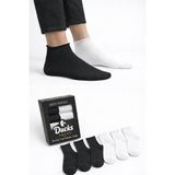 Ducks Socks Kadın 6'lı Pamuklu Kutulu Lastiksiz Dikişsiz Iz Bırakmaz Kısa Konç Sıkmayan Çorap - 36 - 40 - Siyah-Beyaz