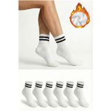 Ducks Socks Kadın Beyaz 6'lı Termal Pamuklu Taban Altı Havlu Kısa Konç Premium Kutulu Kolej Çorap