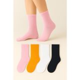 Ducks Socks Kadın Çok Renkli Bambu Uzun Konç Soket Çorap 4’lü Dikişsiz Nefes Alabilir Günlük Çorap