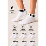 Ducks Socks Kadın Pamuklu Dikişsiz Kolej Çorap 6'lı Patik Günlük Çorap - 36 - 40 - Beyaz