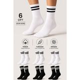 Ducks Socks Kadın Pamuklu Dikişsiz Kolej Çorap 6'lı Uzun Konç Günlük Çorap - 36 - 40 - Çok Renkli