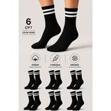 Ducks Socks Kadın Pamuklu Dikişsiz Kolej Çorap 6'lı Uzun Konç Günlük Çorap - 36 - 40 - Siyah