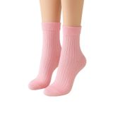 Ducks Socks Pembe Kıvrık Yün Çorap, Fitilli Tasarım, Yün Karışımlı, Bilek Üstü, 36-40 Beden