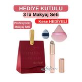 Dudak Eyeliner Yüz Göz Altı Kapatıcı Bb Cc Güneş Krem Pudra Makyaj Kalemi Süngeri Seti Hediye Kutusu