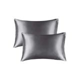 DUDAKTAN KALBE Ipek Saten Yastık Kılıfı Terletmez Kokusuz Gri 2 Adet 50x70 Cm
