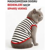 Dudaktan Kalbe Kedi Kıyafeti Atleti - Çizgili Sevimli Tasarımlar )1kg 10 kg Arası )