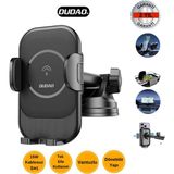 Dudao F3 Pro 15W Kablosuz Hızlı Şarjlı Araç Içi Telefon Tutucu | Güçlü Kancalı, Havalandırma Izgarası Uyumlu, Tek Elle Kullanım - Siyah