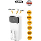 Dudao K15MAX 30.000 Mah Powerbank | 22.5W Süper Hızlı Şarj, Dahili Kablolu (3 In 1), Ultra Kapasite, Beyaz Renk