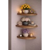 DUDECOR 3 lü Duvar Rafı (20 cm) – Salon ve Oturma Odaları İçin Şık Köşe Rafı
