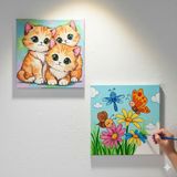 Dudu Ahşap Anaokulu İlkokul Etkinliği 2'li Tuval Boyama Seti 20 x 20 cm Uv Baskı + 6 Akrilik Boya + 1 Fırça Model 50