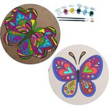 Dudu Gift 2’li Mandala Boyama Seti- 2 Desenli Plaka-6 Renk Akrilik Boya-2 Adet Fırça - set11 - 20 x 20 cm