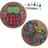 Dudu Gift 2’li Mandala Boyama Seti- 2 Desenli Plaka-6 Renk Akrilik Boya-2 Adet Fırça - set13 - 20 x 20 cm