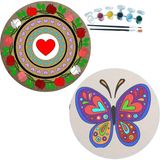 Dudu Gift 2'li Mandala Boyama Seti Aile Etkinliği 2 Ham Mdf Plaka 6 Renk Boya 2 Fırça Model 26