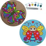 Dudu Gift 2'li Mandala Boyama Seti Aile Etkinliği 2 Ham Mdf Plaka 6 Renk Boya 2 Fırça Model 29