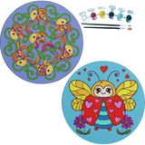 Dudu Gift 2'li Mandala Boyama Seti Aile Etkinliği 2 Ham Mdf Plaka 6 Renk Boya 2 Fırça Model 31