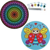 Dudu Gift 2'li Mandala Boyama Seti Aile Etkinliği 2 Ham Mdf Plaka 6 Renk Boya 2 Fırça Model 35
