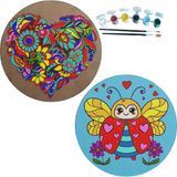 Dudu Gift 2'li Mandala Boyama Seti Aile Etkinliği 2 Ham Mdf Plaka 6 Renk Boya 2 Fırça Model 40