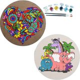 Dudu Gift 2'li Mandala Boyama Seti Aile Etkinliği 2 Ham Mdf Plaka 6 Renk Boya 2 Fırça Model 41