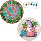 Dudu Gift 2'li Mandala Boyama Seti Aile Etkinliği 2 Ham Mdf Plaka 6 Renk Boya 2 Fırça Model 46