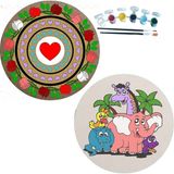 Dudu Gift 2'li Mandala Boyama Seti Aile Etkinliği 2 Ham Mdf Plaka 6 Renk Boya 2 Fırça Model 48