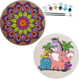 Dudu Gift 2'li Mandala Boyama Seti Aile Etkinliği 2 Ham Mdf Plaka 6 Renk Boya 2 Fırça Model 52