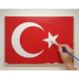 Dudu Gift 5'li Set Türk Bayrağı Boyama Seti 17,5 x 25 cm Tuval + 3 Boya + 1 Fırça Cumhuriyet Bayramı