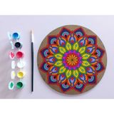 Dudu Gift Ahşap Mandala 20X20 cm Daire Mdf Üzerine Uv Baskı Modeller- Desenli1 Mandala Set Boyama