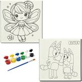 Dudu Gift Okul Etkinliği-2'li Tuval Boyama Seti. 20X20 cm Uv Baskı 6 Akrilik Boya 1 FIRÇA-MODEL-216