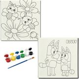 Dudu Gift Okul Etkinliği-2'li Tuval Boyama Seti. 20X20 cm Uv Baskı 6 Akrilik Boya 1 FIRÇA-MODEL-228
