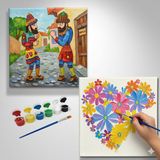Dudu Gift Okul Etkinliği-2'li Tuval Boyama Seti. 20X20 cm Uv Baskı 6 Akrilik Boya 1 FIRÇA-MODEL-257