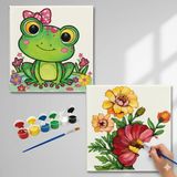 Dudu Gift Okul Etkinliği-2'li Tuval Boyama Seti. 20X20 cm Uv Baskı 6 Akrilik Boya 1 FIRÇA-MODEL-276